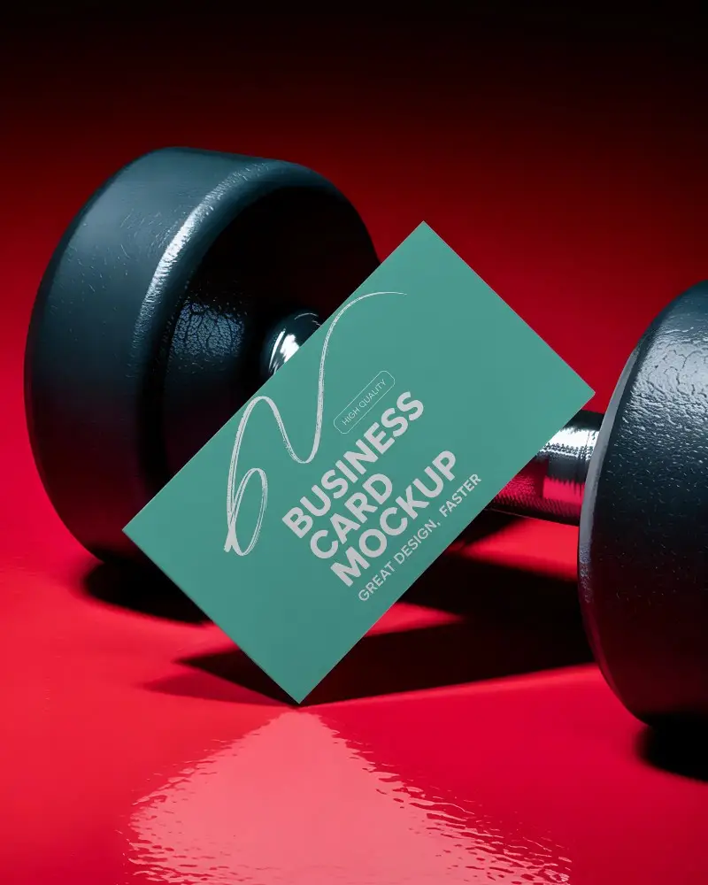Sleek Minimalist Business Card Mockup With Strength Training Accessory