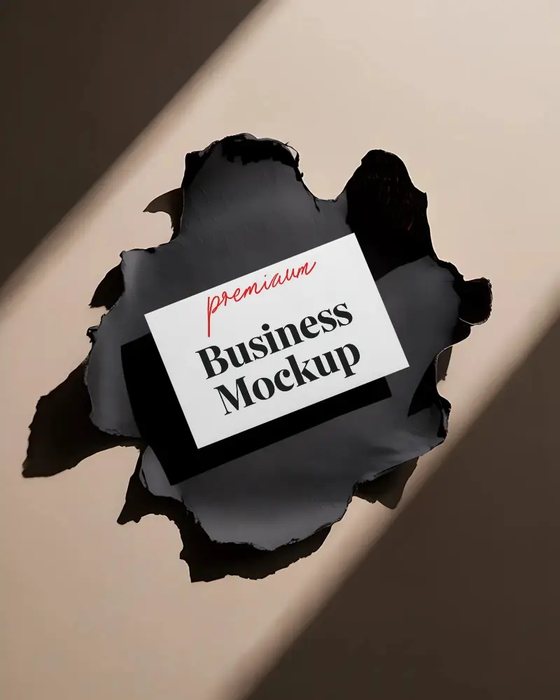 Modern Business Card Mockup With Creative Torn Paper Background For Professional Branding