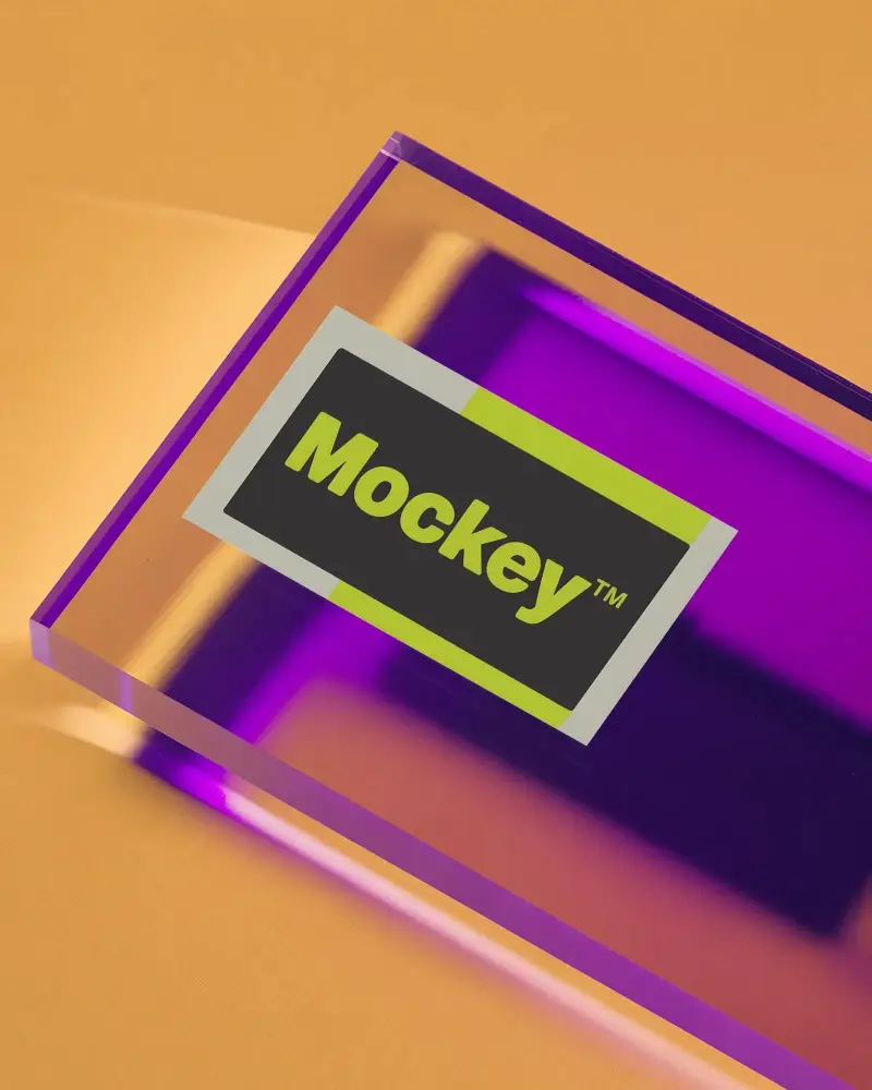 Minimalist Modern Business Card Mockup With Clear Acrylic Plate For Design Presentation