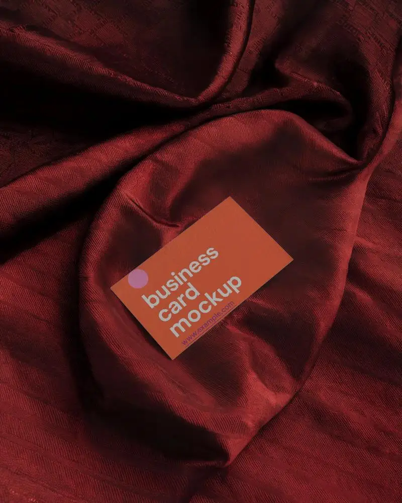 Luxury Fabric Business Card Mockup Minimal Design On Rich Red Silk Texture Elegant And Premium Brand Presentation