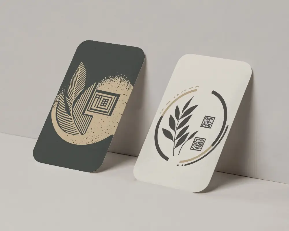 Minimal Angled Display Business Card Mockup Vertical Orientation With Rounded Corners Clean Light Background And Soft Shadows 0162