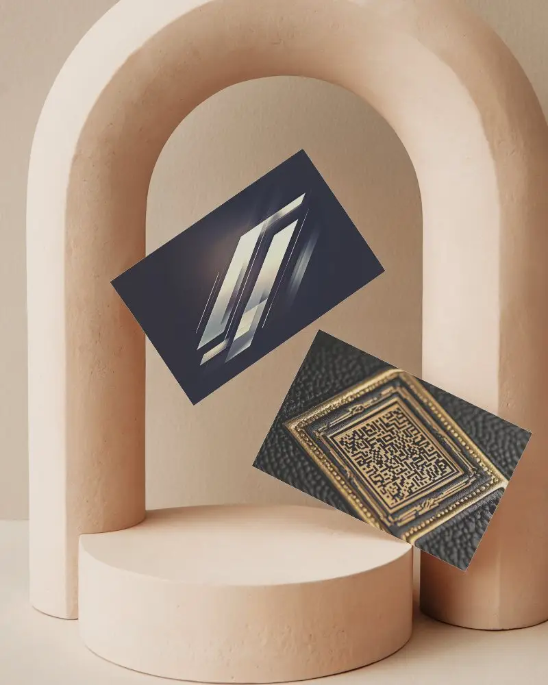 Minimalist Arch Display Business Card Mockup Floating Cards On Beige Sculptural Background Soft Natural Lighting Artistic And Clean Presentation 0166