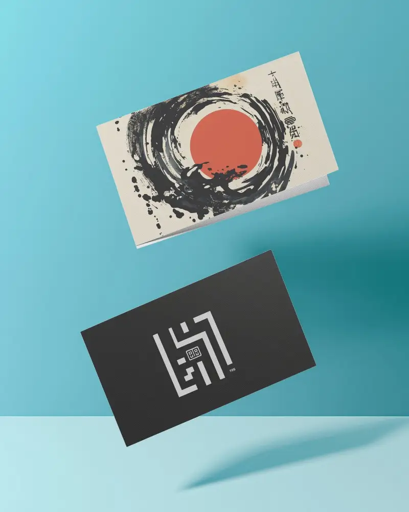 Minimal Floating Business Card Mockup Clean Duotone Blue Background Modern Light Shadow Depth Effect 0169