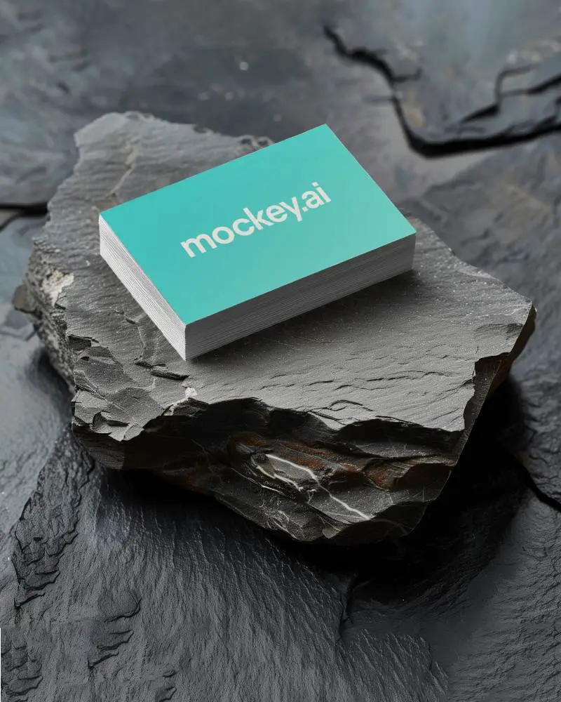 Premium Design Business Card Mockup On Stone
