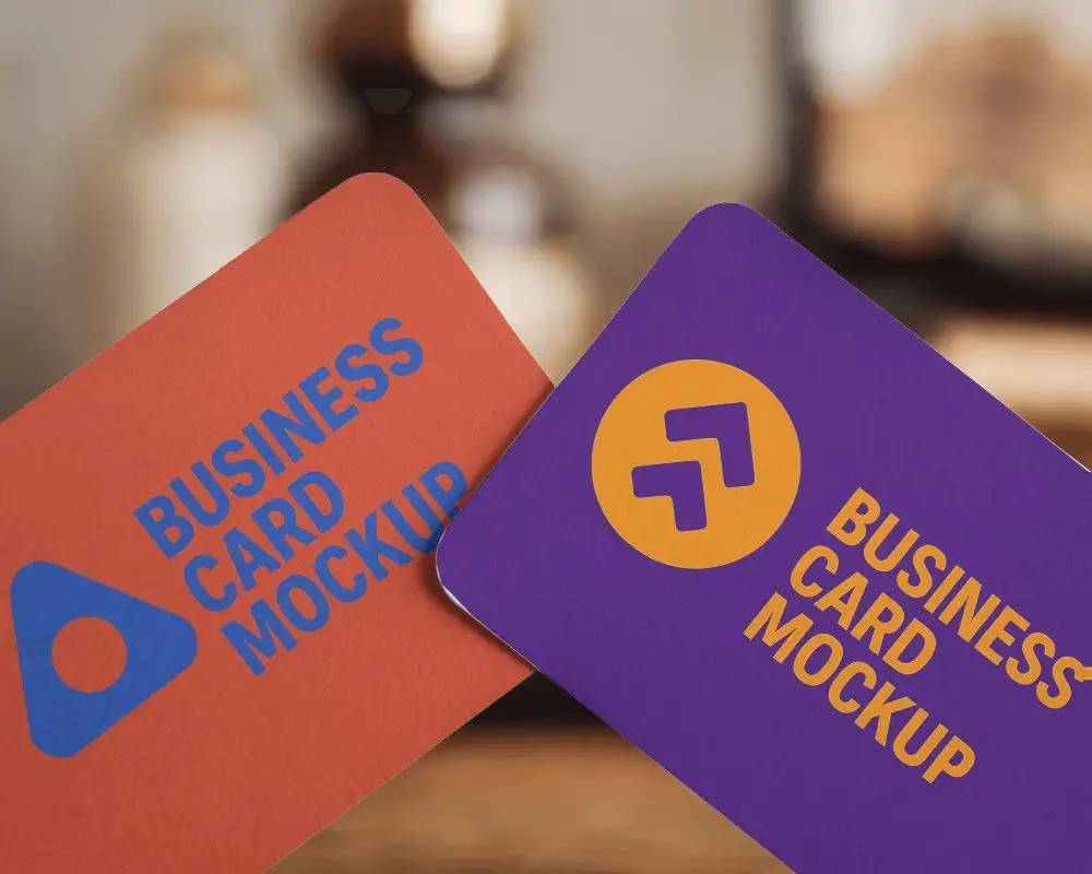 Angled Closeup Business Card Mockup On Blurred Neutral Background With Soft Bokeh Effect Elevated Perspective For Elegant Brand Display 0188