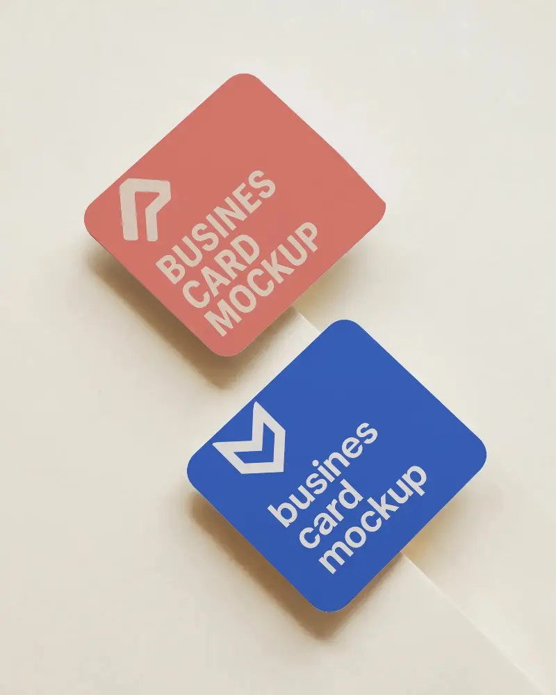 Soft Light Minimalist Business Card Mockup Floating Square Cards On Ivory Paper Surface 0192