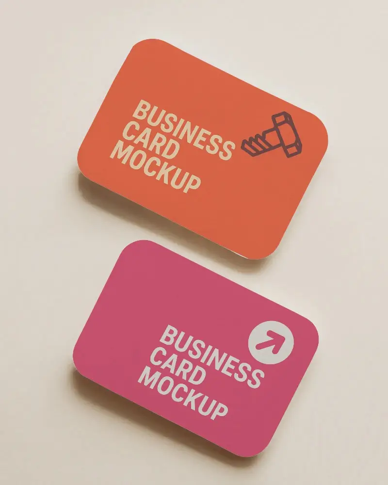 Soft Natural Light Business Card Mockup Pair Of Horizontal Cards On Peach Background With Subtle Shadows And Rounded Edges 0195