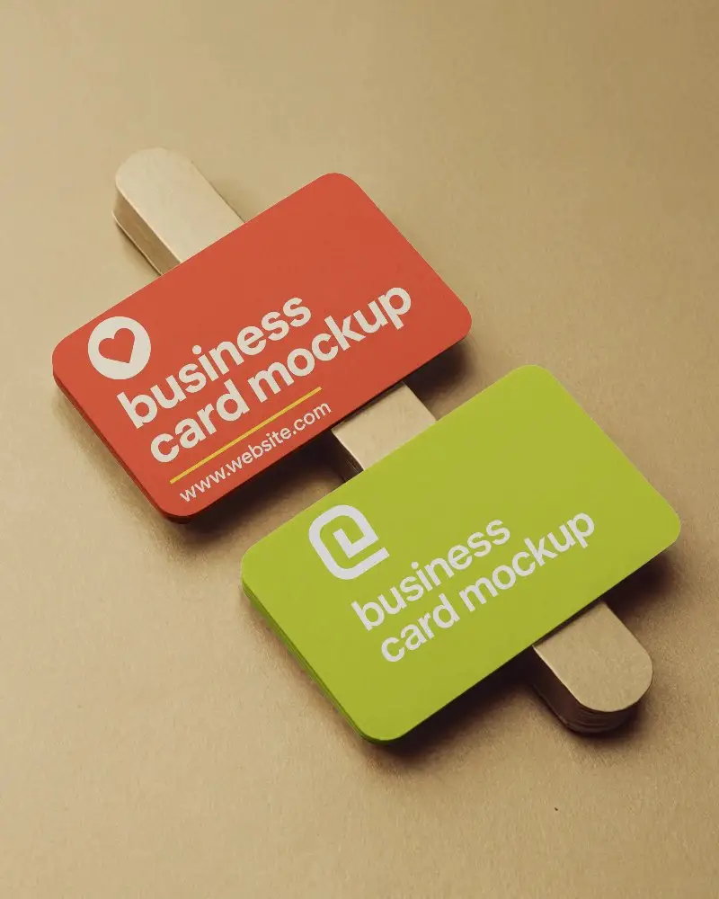 Elegant Paper Stack Business Card Mockup Overlapping Cards On Golden Wooden Support With Rich Textured Background Luxury Branding Presentation 0199