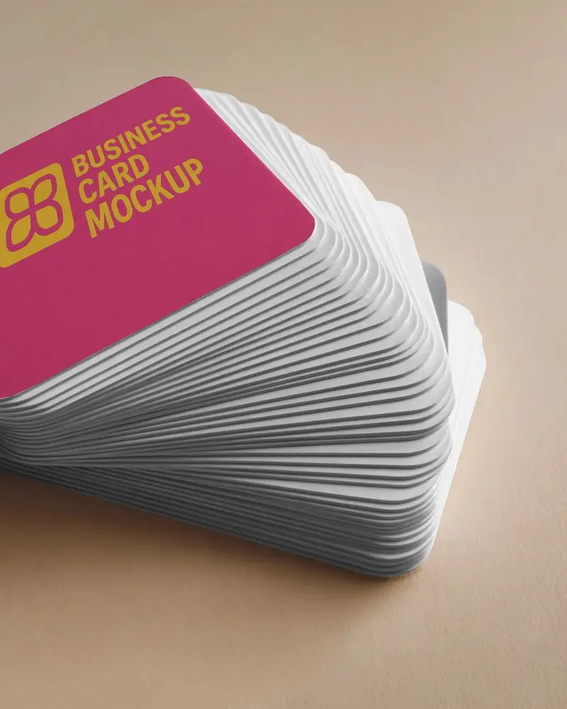 Layered Edge Business Card Mockup Closeup Of Curved Corners On Neutral Background 0201