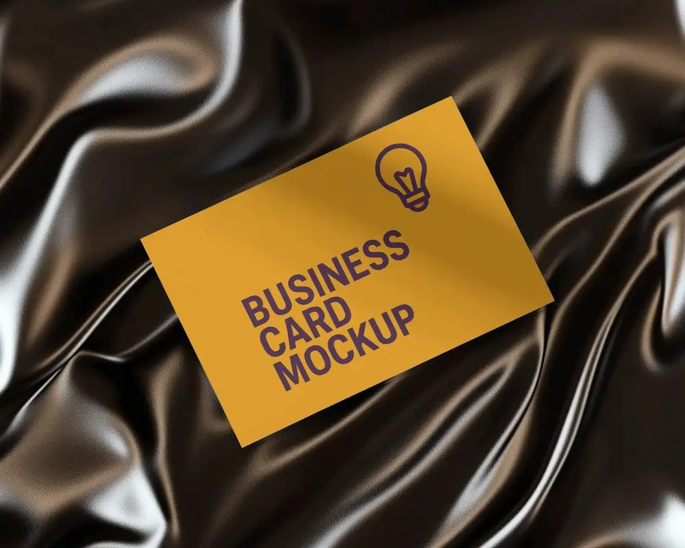 Luxurious Black Silk Business Card Mockup Minimalist Card Lying On Shiny Flowing Fabric Elegant 0209