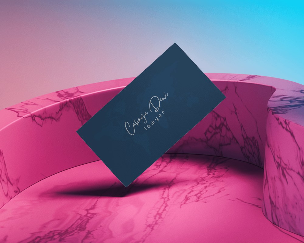 Standing Business Card In Bright Abstract Marble Scene Showcasing Design Concept With Dynamic Colors