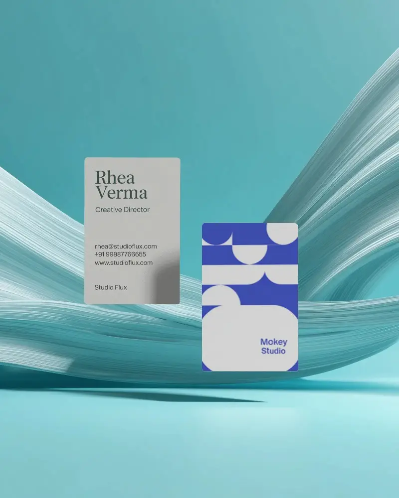 floating-business-card-mockup-duo-in-abstract-blue-scenery-with-digital-silk-flow-design