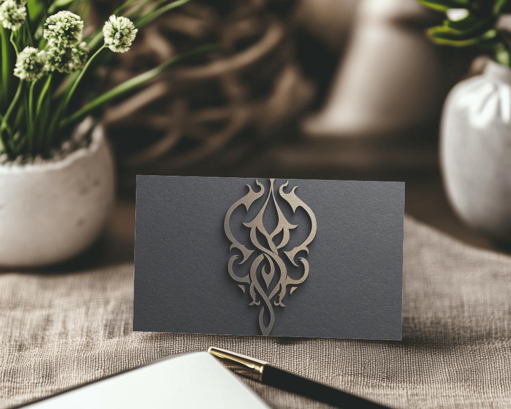 Modern Business Card Mockup On Desk With Plants And Stylish Office Objects