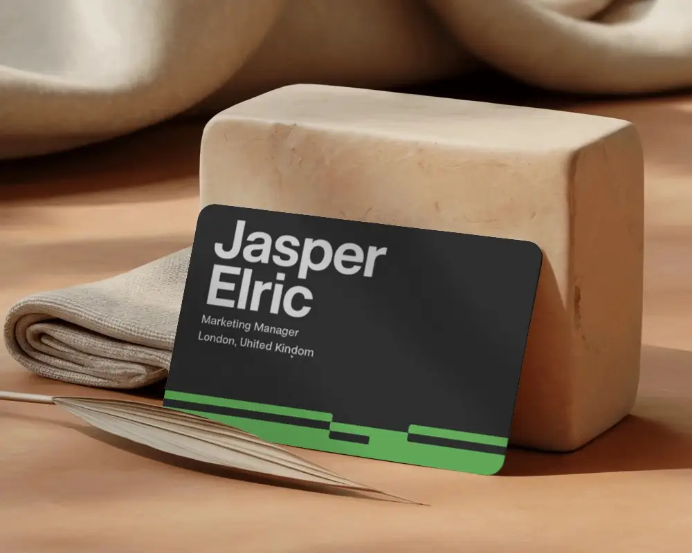 Modern Business Card Mockup With Rounded Corners And Minimalist Natural Texture Background