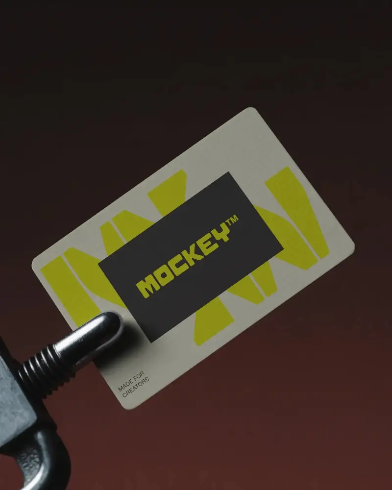 Business Card Mockup In Metal Clip On Dark Gradient Background Luxury Brand Display