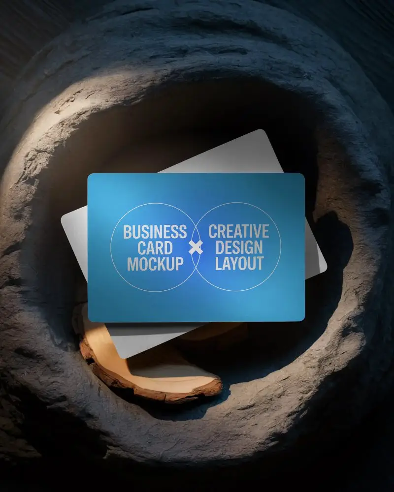 Sleek Minimalist Horizontal Business Card Mockup With Natural Texture Background
