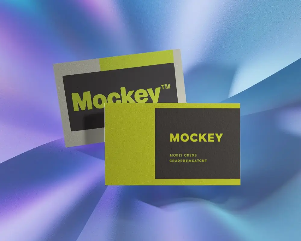Sleek Minimalist Textured Business Card Mockup Floating Above Soft Gradient Background