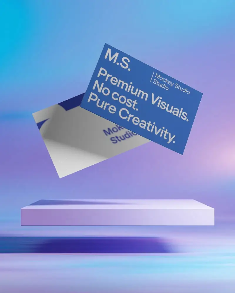 Floating Minimalist Business Card Mockup On Clean Modern Background For Branding