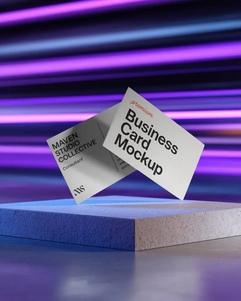 Premium Quality Minimalist Business Card Mockup With Clean Lines And Floating Effect