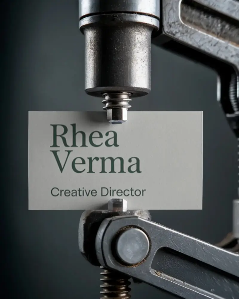 High Quality Business Card Mockup Showcasing Metal Clamp For Professional Materials