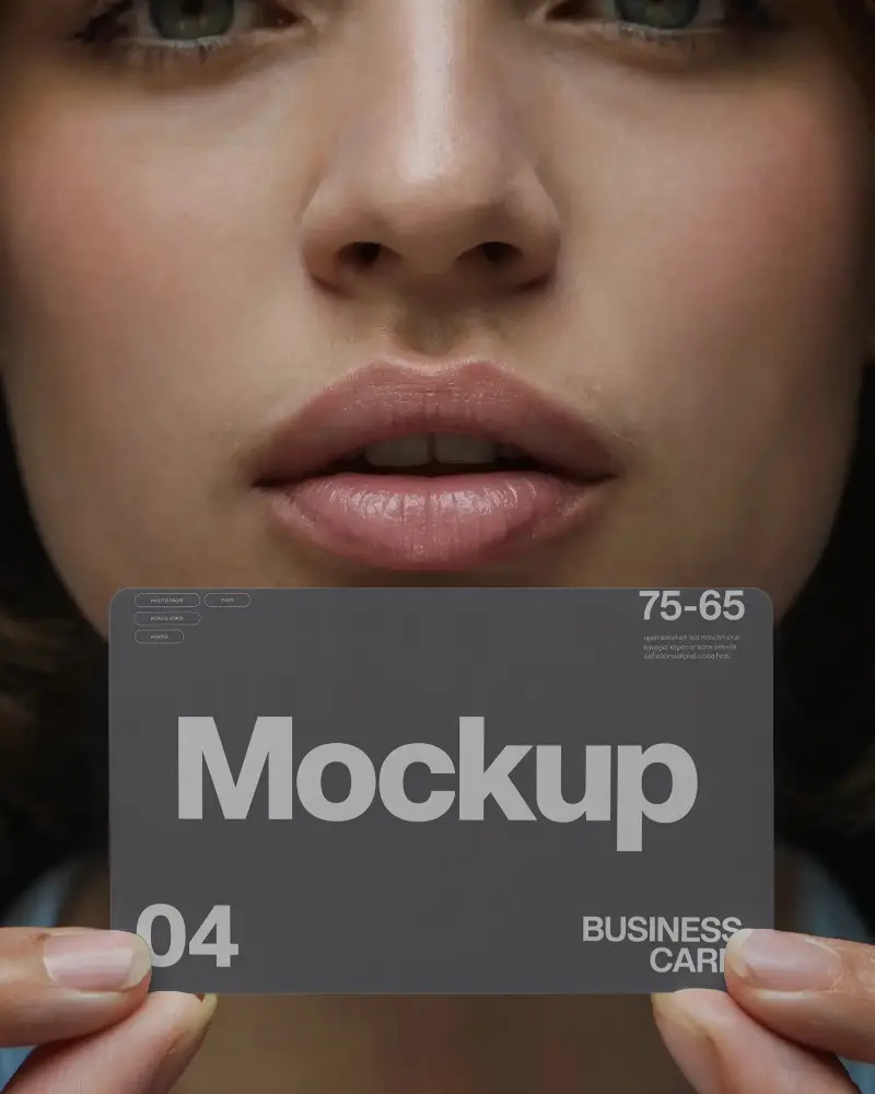 Professional Business Card Mockup Close Up Person Holding Blank Card Vertical Display