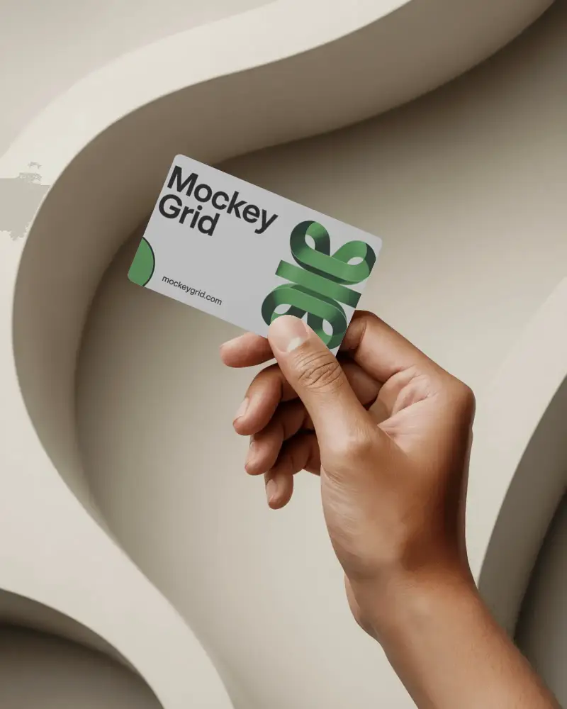 Curved Architectural Background Business Card Mockup Hand Holding Modern Minimal