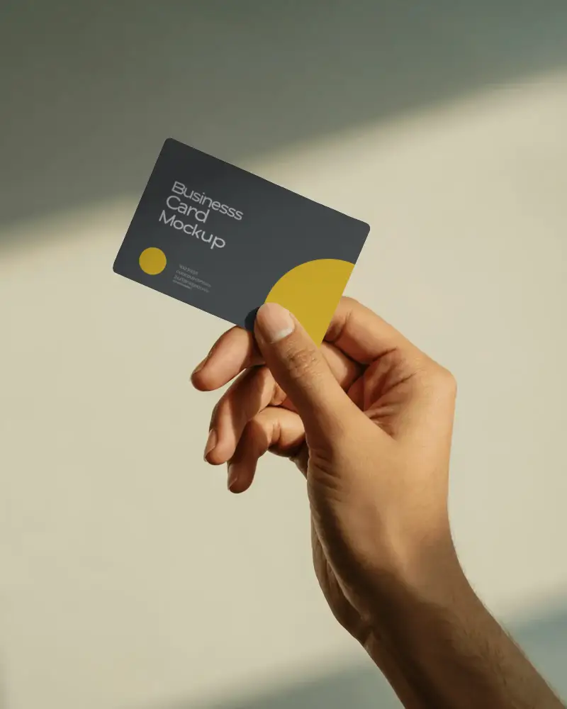 Soft Sunlight Handheld Business Card Mockup With Modern Clean Studio Look