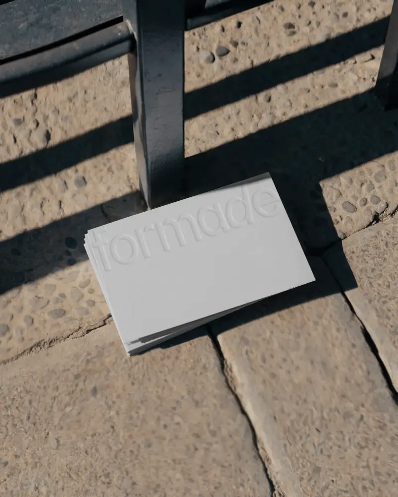 Realistic Business Card Mockup Placed On Street Floor With Abstract Shadow Lines