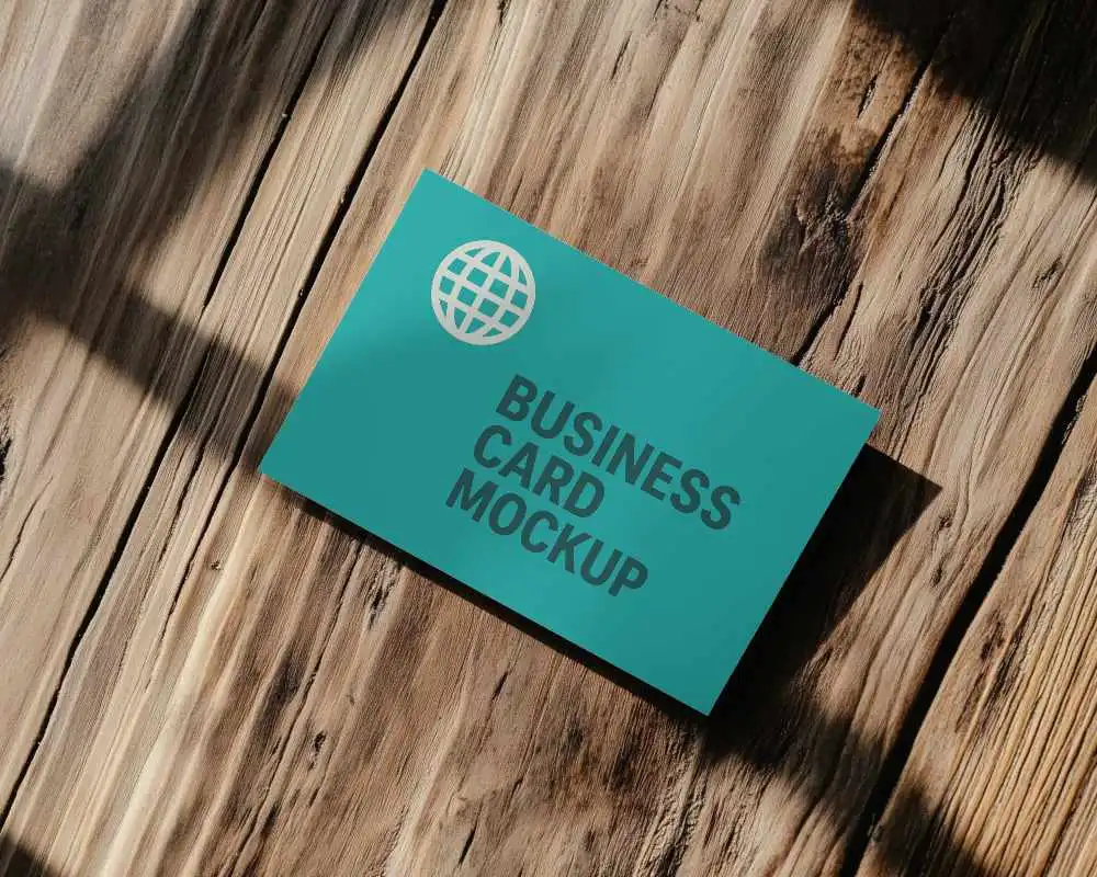 Rustic Wood Business Card Mockup Sunlit Card On Textured Wooden Surface Warm Shadows Natural Authentic Feel 0212