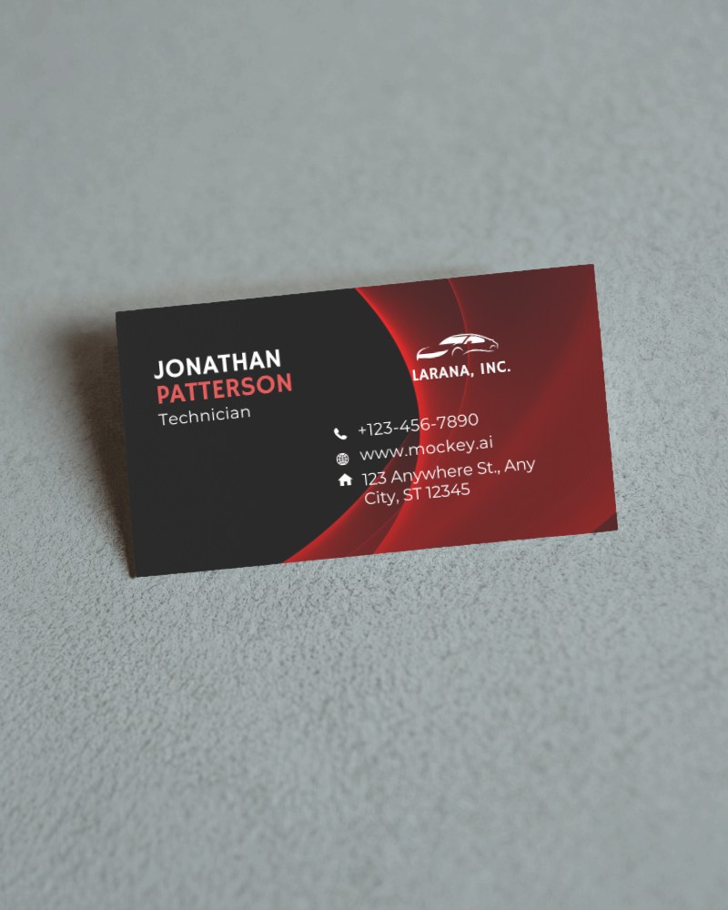 Single Business Card Mockup On Textured Gray Surface With Soft Shadow