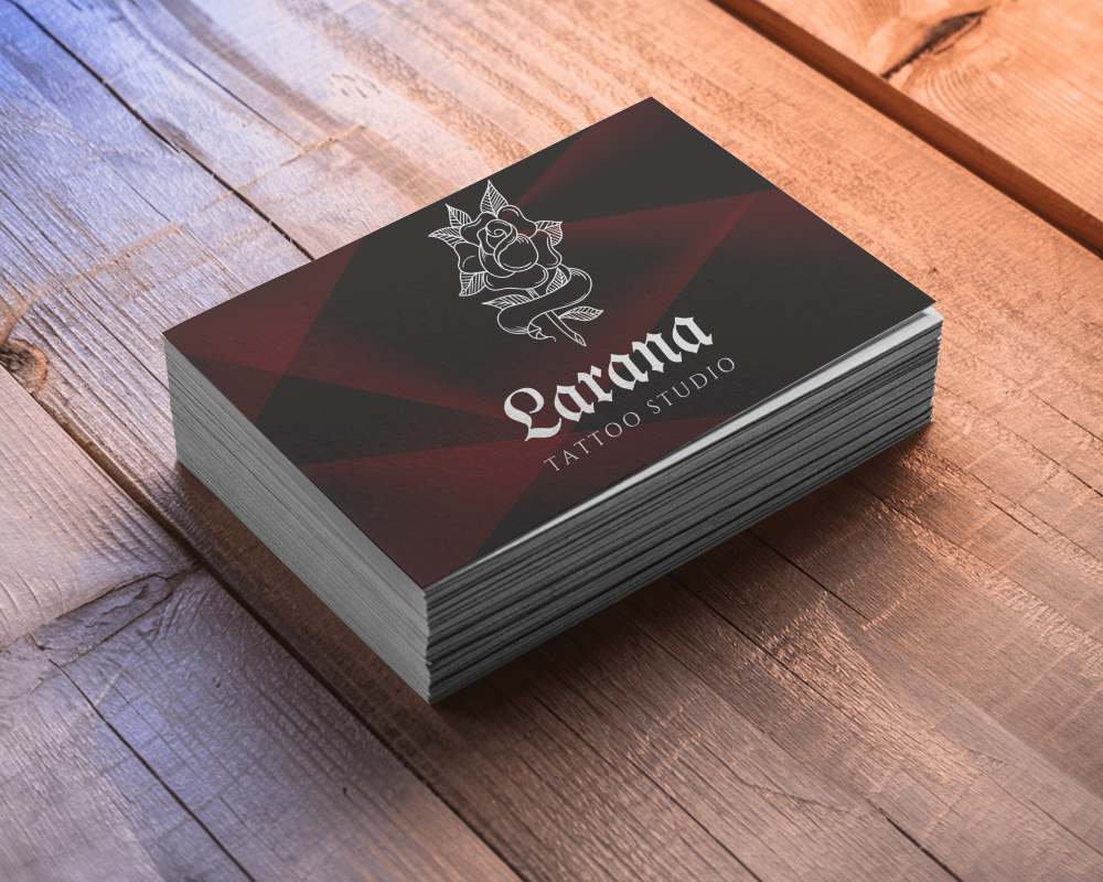 Stacked Business Card Mockup On Rustic Wooden Table