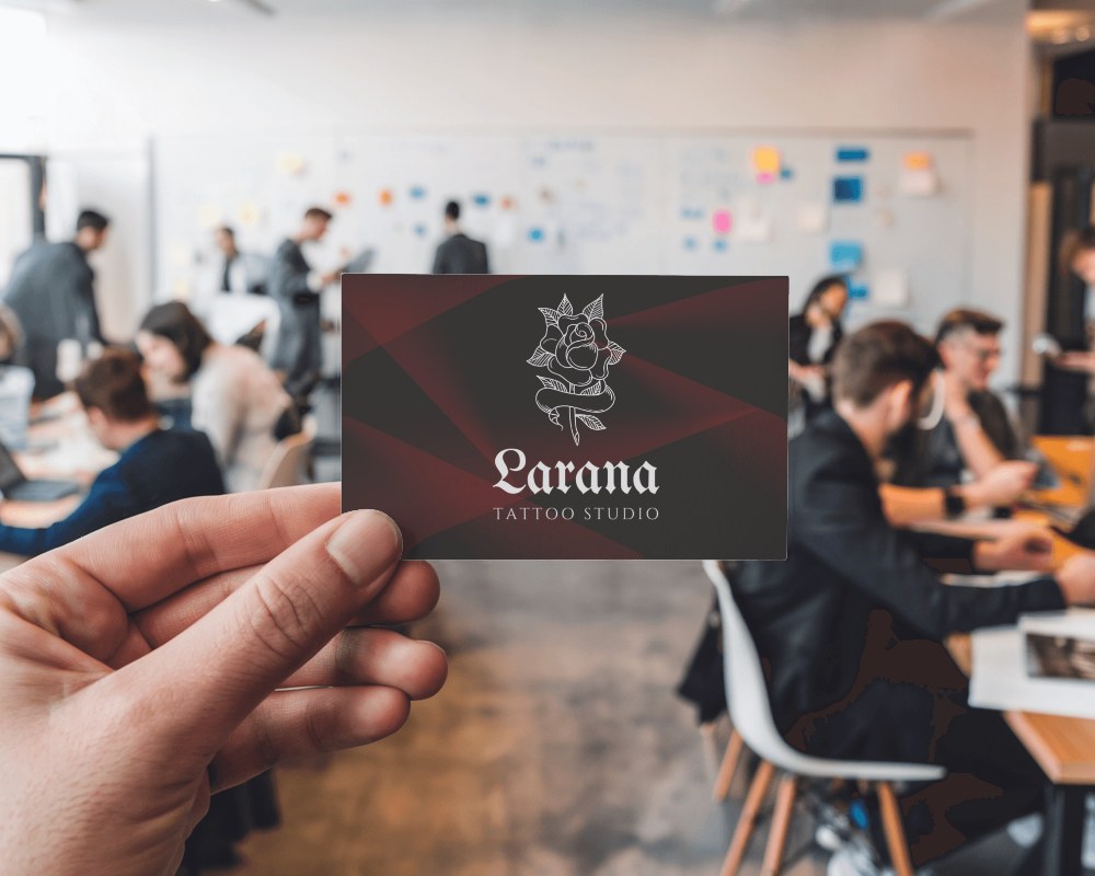 Team Meeting Business Card Mockup Hand Holding Card In Office Setting Professional Ambience