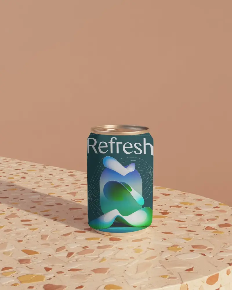 Blank Beverage Can Mockup On Textured Surface For Product Packaging Design