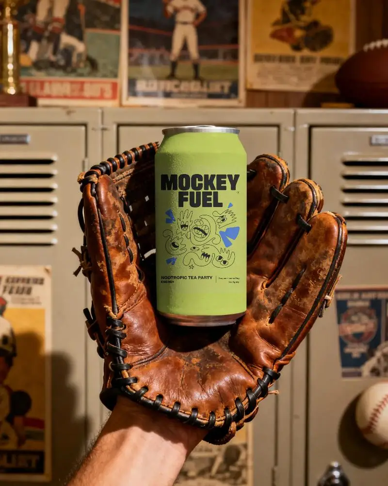 Baseball Glove Holding Cold Can Mockup For Sports Themed Beer Or Drink Advertising