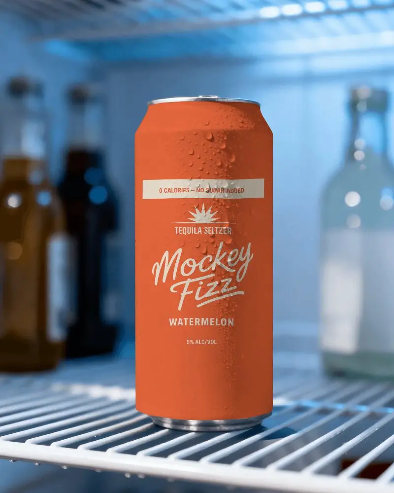 Cold Fridge Can Mockup With Water Droplets Chilled Beverage Realistic Refrigeration Scene