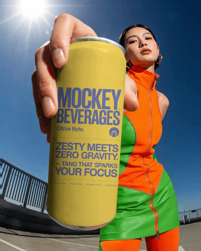 Woman Holding Custom Can Mockup Outdoor Stylish Fashion Promotion Template