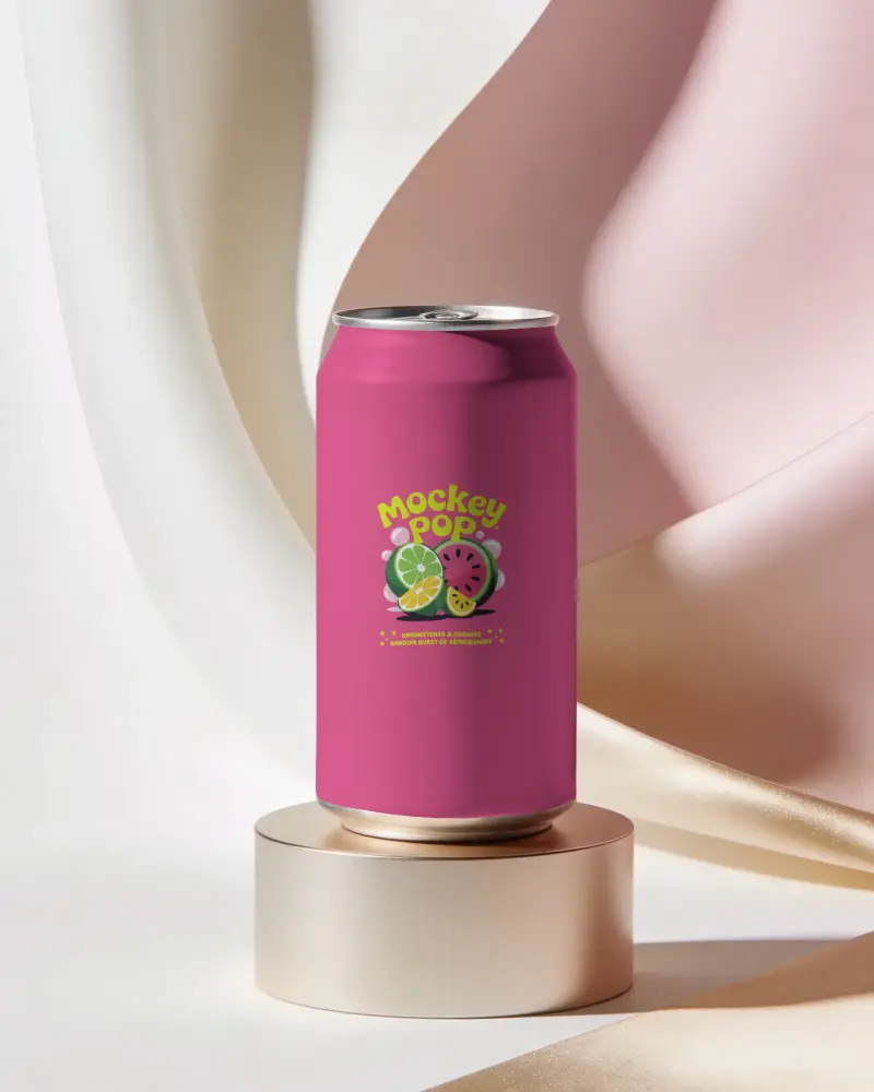 Sleek Aluminum Beverage Can Mockup With Minimalist Backdrop For Modern Product Promotion