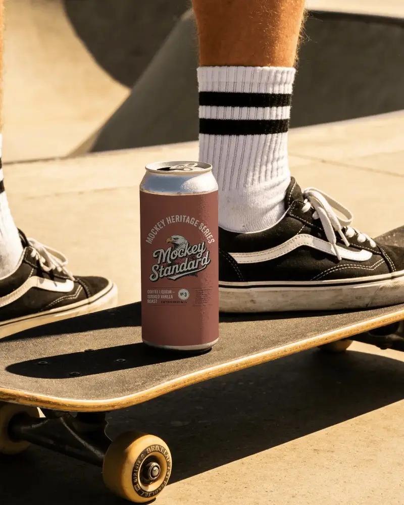Premium Skateboard Beverage Can Mockup For Cold Refreshing Drink Promotions Online