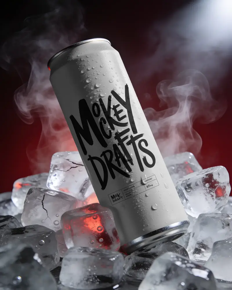 Chilled Cylindrical Aluminum Can Mockup Water Droplets Mockup For Beverage Brand