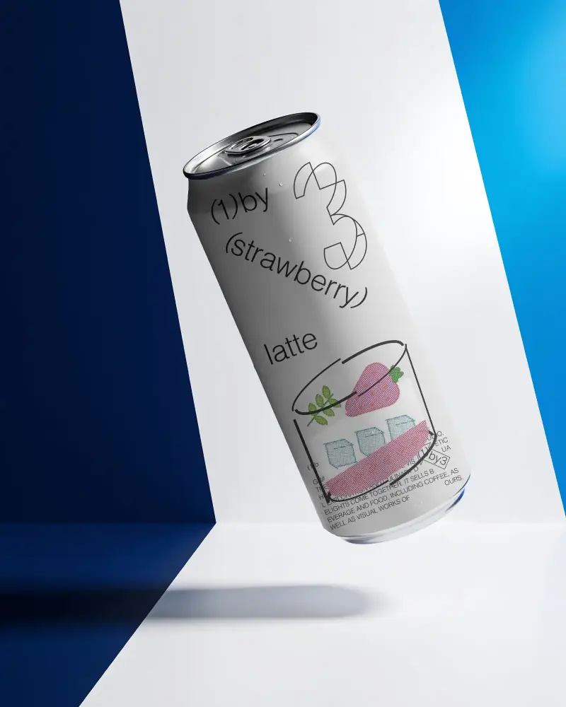 Premium Aluminum Can Mockup Floating On Geometric Background For Advertising And Marketing Use