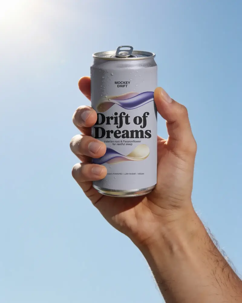 Hand Holding Cold Soda Can Mockup Outdoor Summer Refreshing Beverage In Hand