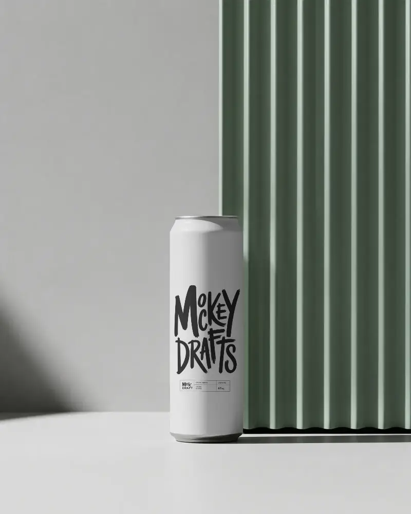 Sleek Tall Can Mockup For Beverage Packaging Design Presentation Background