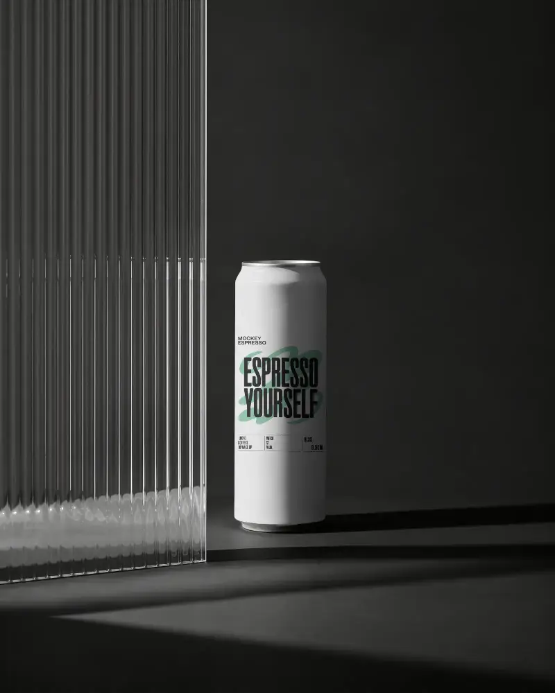 Elegant Sleek Can Mockup With Shadow Play And Texture Elements For Modern Drink Brands