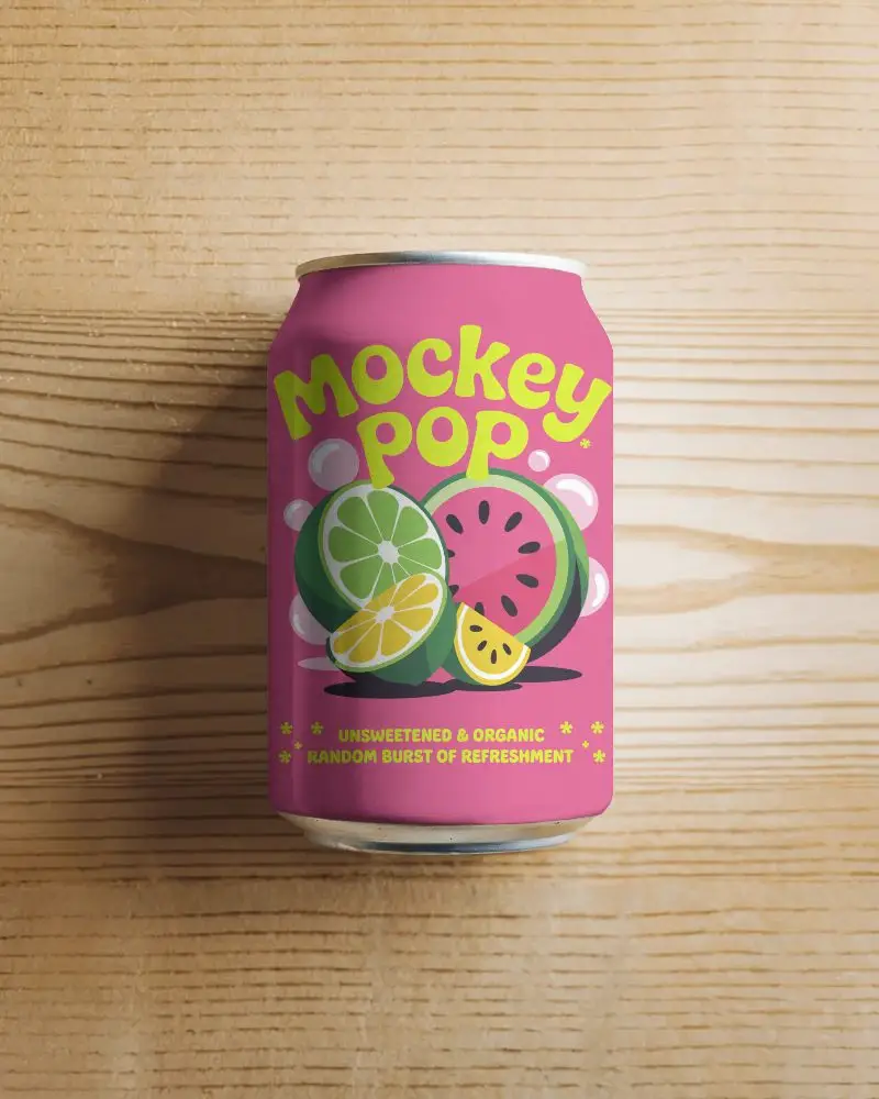 Top Angle Can Mockup Resting On Bright Wooden Surface With Diffused Light Shadow Composition