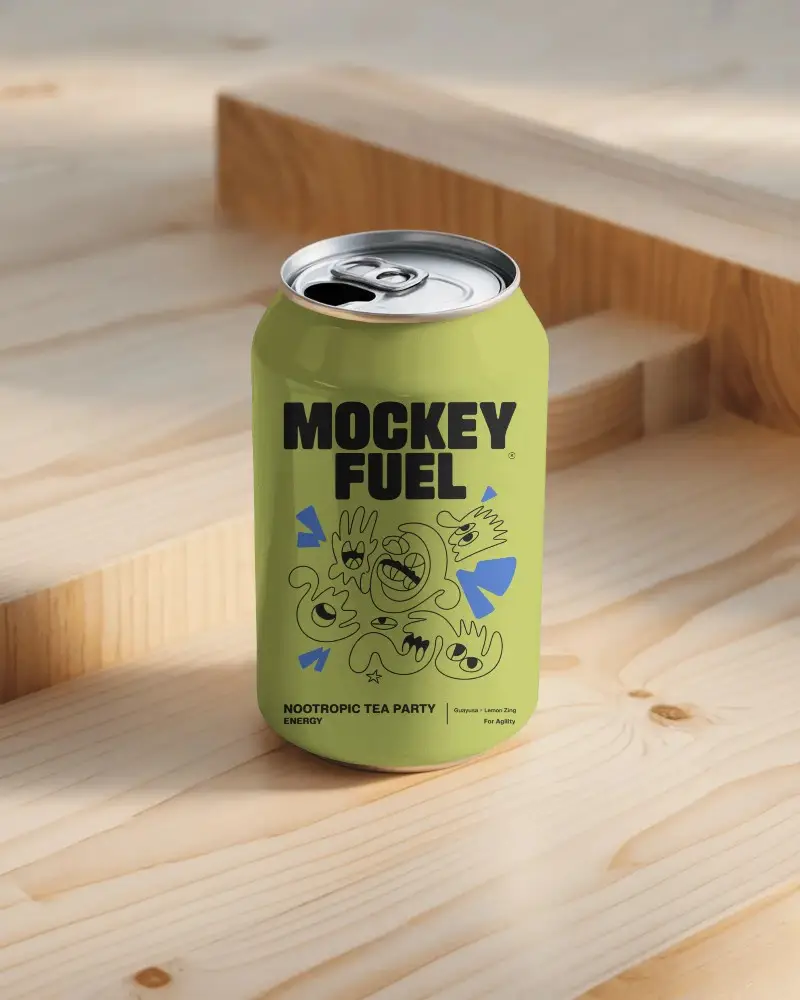 Minimalist Can Mockup Placed On Wooden Steps Under Balanced Natural Light And Clean Shadows