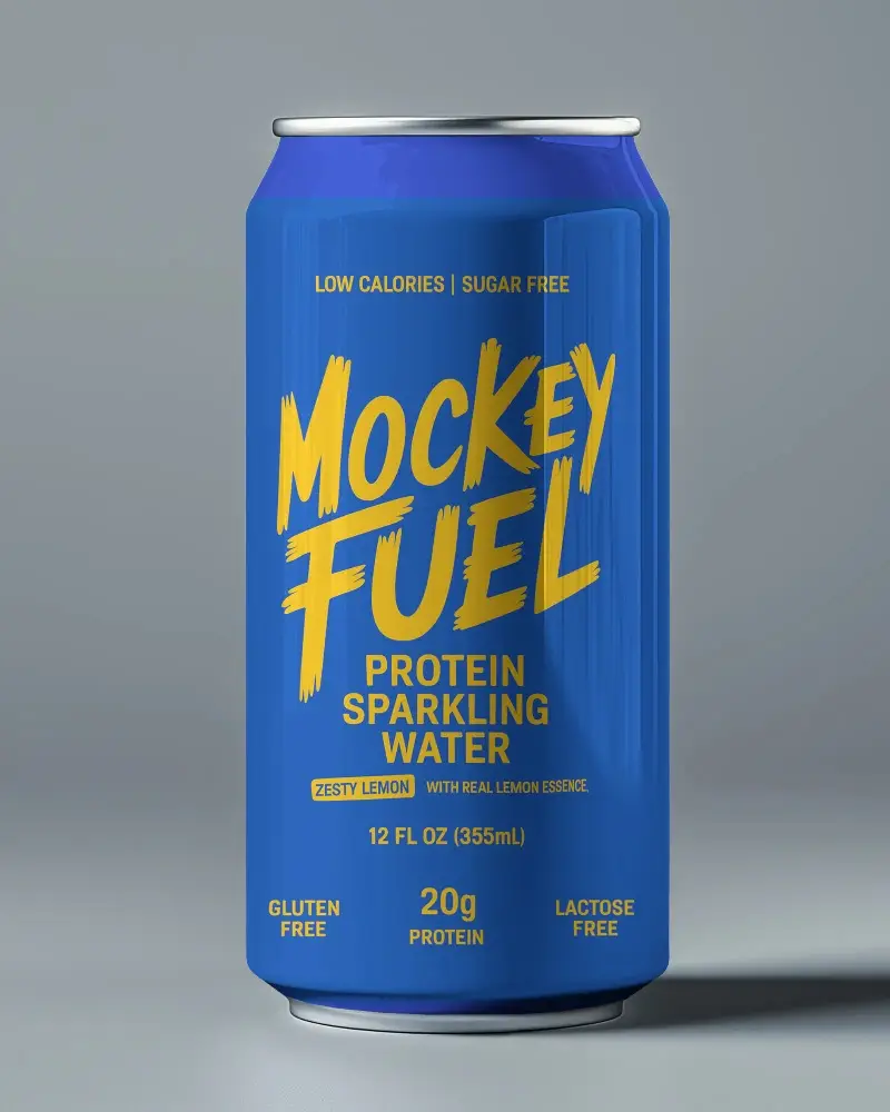 Vertical Can Mockup Closeup With Glossy Metal Body And Diffused Light In Studio Blue Scene