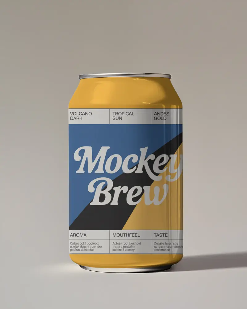 Clean Minimal Can Mockup On Soft Grey Background With Subtle Shadow And Clear Light Blend