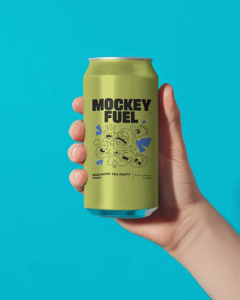 Hand Holding Beverage Can Mockup For Custom Product Packaging Design Presentation