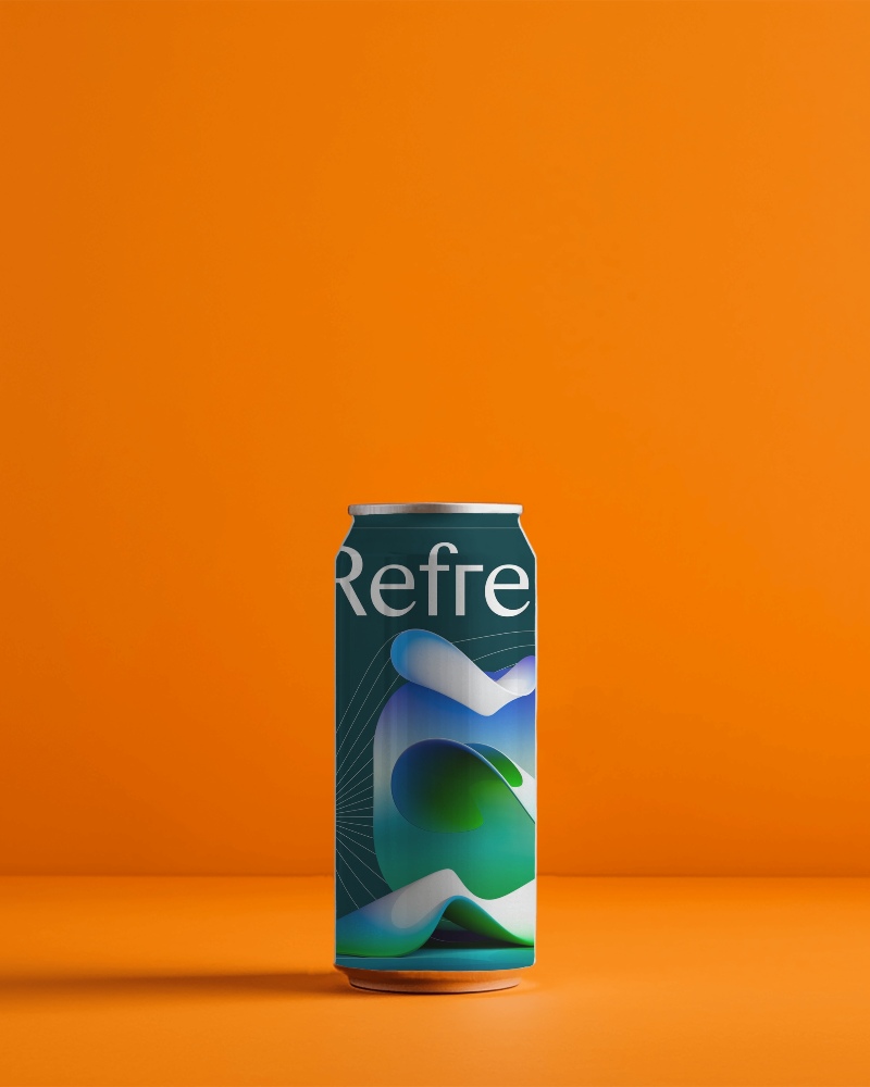 Can Mockup In Front Of Orange Screen