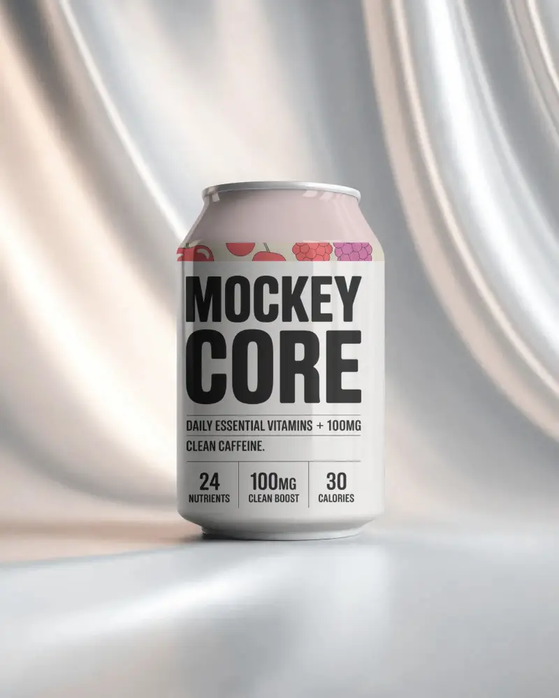 Sleek Can Mockup On Satin Background With Elegant Light Streaks And Studio Curved Ambience